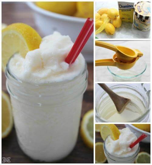 There is nothing like a cold drink in the summer. Whip up these kid friendly frozen drink recipes for a fun way to beat the heat. They are quick and easy! Frosted Lemonade in a cup.