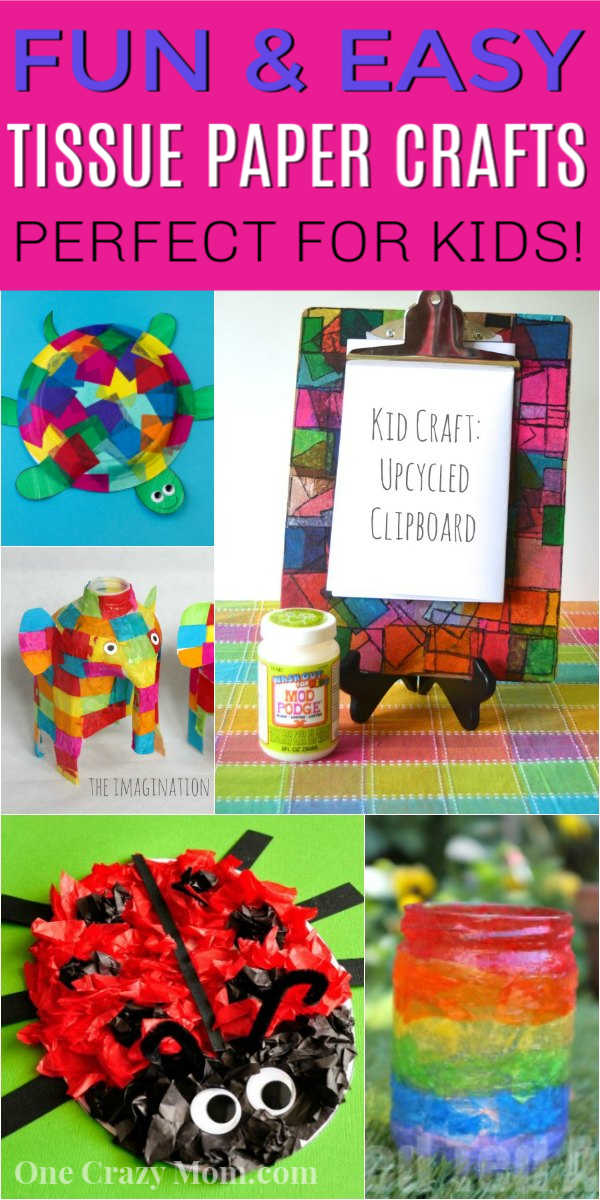 Put all that leftover tissue paper from parties to use with these tissue paper crafts for kids. We have 20+ creative ideas that kids will love! From easy stained glass to rainbows and great spring and summer crafts, this list includes fun tissue paper crafts for everyone! #onecrazymom #tissuepapercrafts #easycraftideas Put all that leftover tissue paper from parties to use with these tissue paper crafts for kids. We have 20+ creative ideas that kids will love! From easy stained glass to rainbows and great spring and summer crafts, this list includes fun tissue paper crafts for everyone! #onecrazymom #tissuepapercrafts #easycraftideas