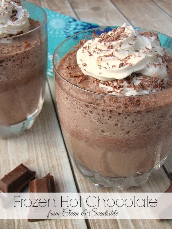 There is nothing like a cold drink in the summer. Whip up these kid friendly frozen drink recipes for a fun way to beat the heat. They are quick and easy! Frozen hot chocolate in a cup.
