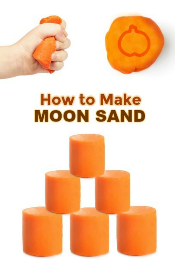 Over 15 of the best Fall Crafts for Kids - Quick and Easy crafts for toddlers - Fall Crafts for toddlers and more. Easy DIY fall crafts everyone will love! #onecrazymom #craftideas #kidscrafts #fall Moon sand in someone's hand.