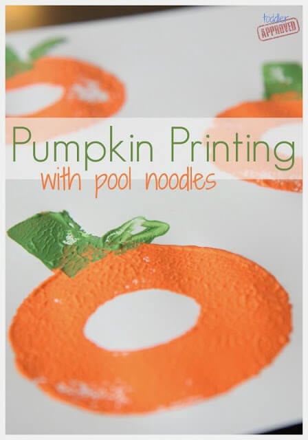 Over 15 of the best Fall Crafts for Kids - Quick and Easy crafts for toddlers - Fall Crafts for toddlers and more. Easy DIY fall crafts everyone will love! #onecrazymom #craftideas #kidscrafts #fall Pool noodle artwork.