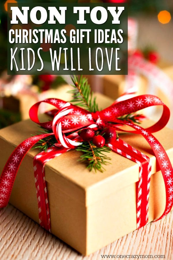 If you're looking for non toy Christmas gift ideas for kids, we have a big list of ideas. These ideas will provide lasting memories and hours of fun on non toy gifts that kids want. #onecrazymom #christmasgiftideas #nontoygifts Up close photo of gift.