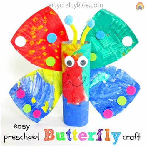 Get creative and use what you already have at home! Make these toilet paper crafts for kids. 20 toilet paper roll crafts that are so fun to make. Butterfly craft decorated.