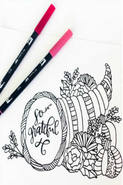 Everyone will love these Thanksgiving Coloring Pages. These free Thanksgiving Coloring Pages include fun activities and more that everyone will enjoy. Cornucopia coloring page.