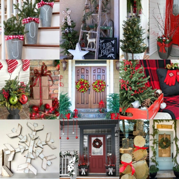 Get your home ready for Christmas with these 25 Christmas Porch Decorating Ideas. Beautiful Christmas porch ideas that are simple and budget friendly! Collage of porch decor.