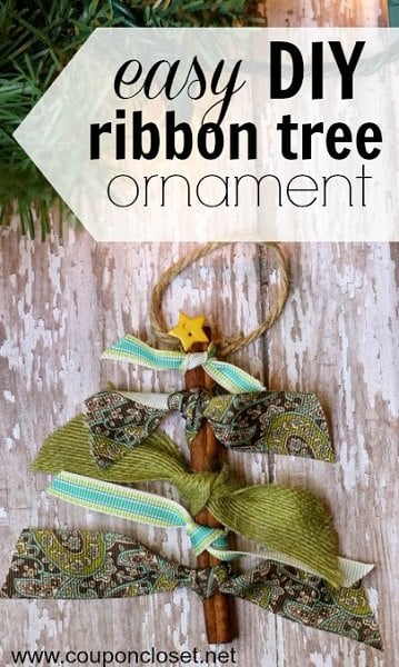 Find Easy Christmas Crafts for kids that are easy to do. They will love these Christmas crafts for kids. 20 Christmas craft ideas for kids that are frugal and great for gifts or ornaments. These fun projects are great for toddlers and older kids too. Perfect for school or for Christmas decorations! #onecrazymom #christmascrafts #kidcrafts Ribbon tree ornament.