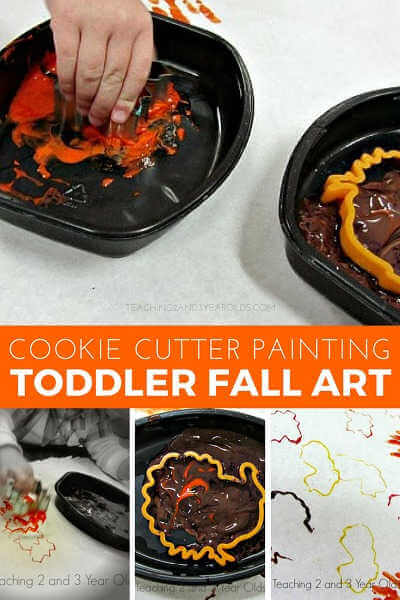 The kids will have a blast wiith these fun and easy Thanksgiving crafts for toddlers. 20 easy Thanksgiving crafts for toddlers they will love. Turkey art work with cookie cutters.