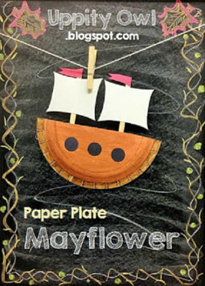 The kids will have a blast wiith these fun and easy Thanksgiving crafts for toddlers. 20 easy Thanksgiving crafts for toddlers they will love. Mayflower made out of paper plates and colored.