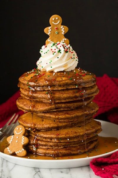 Make your Christmas breakfast menu special with these holiday breakfast ideas.20 Christmas breakfast recipes the family will love.Holiday breakfast recipes. Gingerbread pancakes stacked on a plate.
