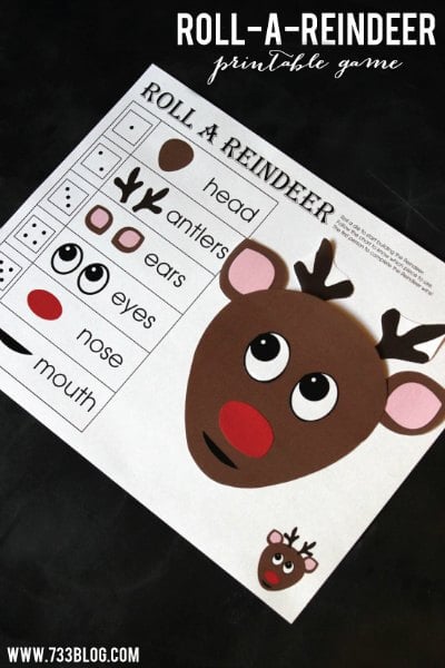 Find Easy Christmas ideas for families here. 20 Fun Christmas activities ideas for kids or toddlers from crafts to games that kids will love. Christmas activities to keep them busy. These are perfect for the classroom too! #onecrazymom #christmasactivities #kidactivities Roll a reindeer game on table.
