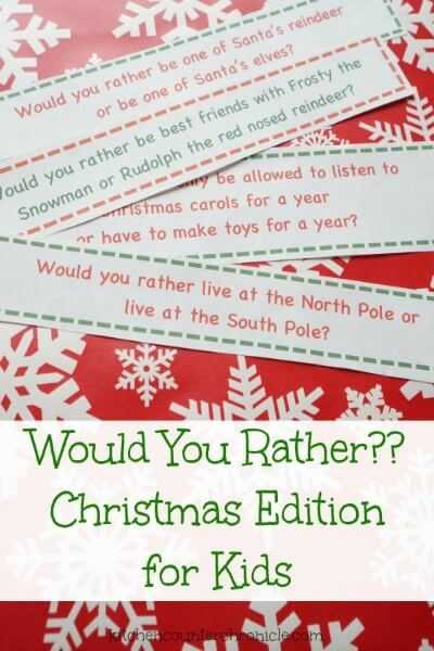 Find Easy Christmas ideas for families here. 20 Fun Christmas activities ideas for kids or toddlers from crafts to games that kids will love. Christmas activities to keep them busy. These are perfect for the classroom too! #onecrazymom #christmasactivities #kidactivities Would you rather Christmas game printables.
