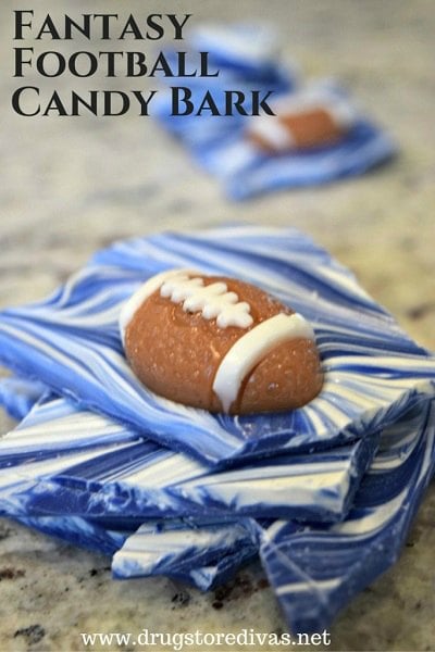 Find the best Super Bowl Snacks kids will love. 25 Easy Superbowl Snacks to please a crowd. Try this Super Bowl Party Food. Super Bowl Party Ideas for kids. Football Candy Bark up close.