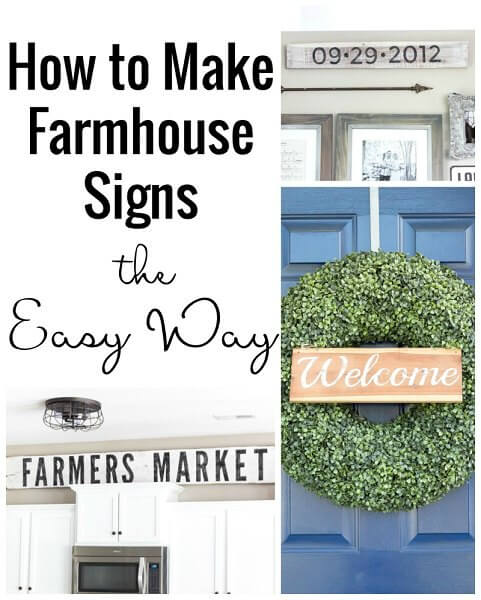 We have over 20 DIY Farmhouse decor ideas that are easy to make. Find lots of ideas that are budget friendly and simple to create for your home. Farmhouse sign on wall and wreath.
