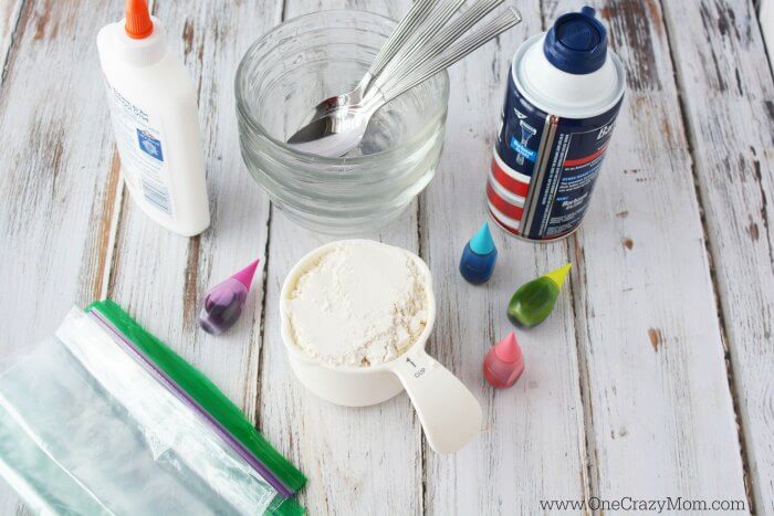 We are going to show you how to make puffy paint and it is super easy! If you need a fun activity at home, try this easy DIY sure to be a blast and entertain the kiddos. Supplies for puff pain - shaving cream, flour, glue, bags, food coloring, card stock.