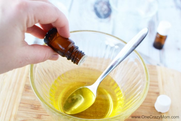 Try this diy shaving cream for Women for a closer shave.You will love how luxurious this natural shaving cream is. This easy homemade shaving cream leaves your skin silky smooth! Plus, its very simple and quick to make. Essential oil being added to the bowl.