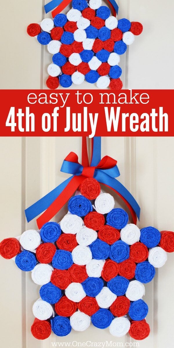 This DIY 4th of July wreath is made with crepe paper and takes very little time to make! Try this Fourth of July wreath with dollar store supplies! This DIY 4th of July wreath is made with crepe paper and takes very little time to make! Try this Fourth of July wreath with dollar store supplies!