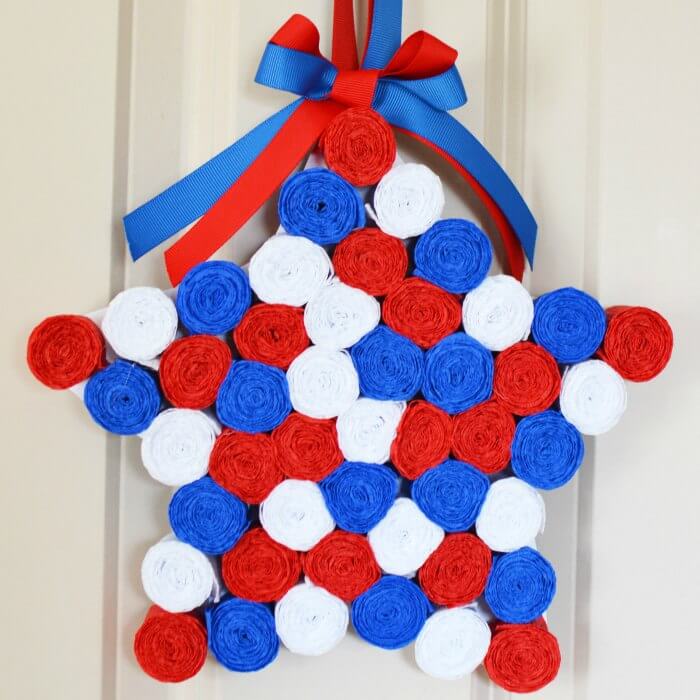 Crepe paper July 4th wreath.