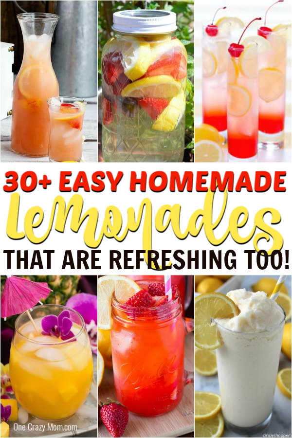 Check out the best 30+ lemonade recipes. You are going to love these homemade lemonade recipes for kids that are easy too. Check out these lemonade recipe homemade easy that include some strawberry, frozen, fresh, easy and lemon juice options too! #onecrazymom #lemonaderecipes Check out the best 30+ lemonade recipes. You are going to love these homemade lemonade recipes for kids that are easy too. Check out these lemonade recipe homemade easy that include some strawberry, frozen, fresh, easy and lemon juice options too! #onecrazymom #lemonaderecipes
