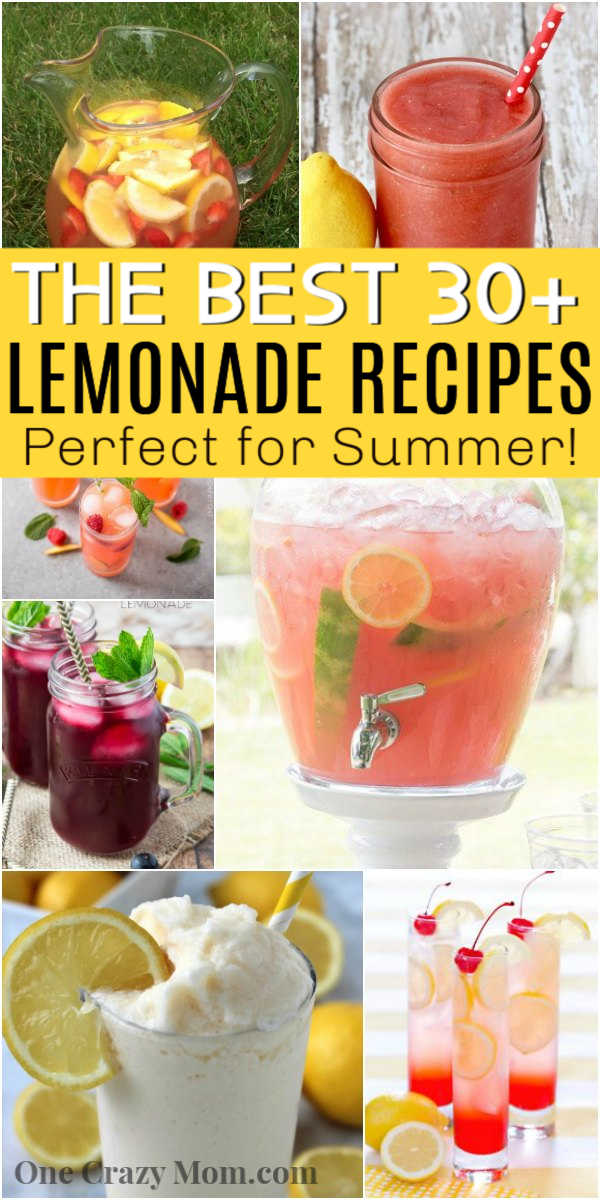 Check out the best 30+ lemonade recipes. You are going to love these homemade lemonade recipes for kids that are easy too. Check out these lemonade recipe homemade easy that include some strawberry, frozen, fresh, easy and lemon juice options too! #onecrazymom #lemonaderecipes Check out the best 30+ lemonade recipes. You are going to love these homemade lemonade recipes for kids that are easy too. Check out these lemonade recipe homemade easy that include some strawberry, frozen, fresh, easy and lemon juice options too! #onecrazymom #lemonaderecipes