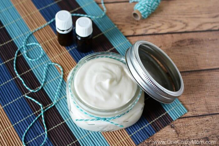 DIY Sore Muscle Cream is a must have for anyone that suffers from tired and achy muscles. Rub generously into sore muscles and you will be amazed. DIY Sore Muscle Cream in a container.