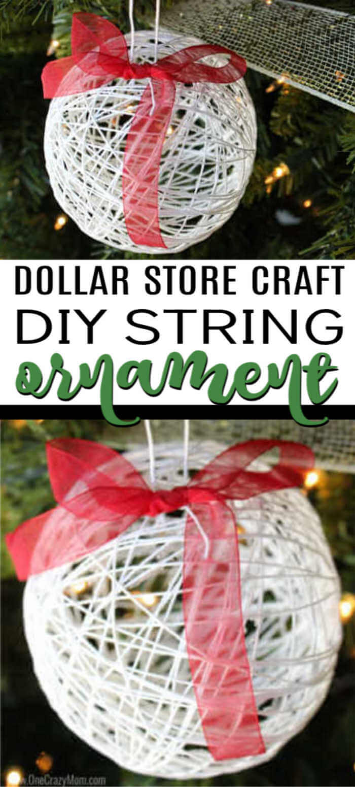 Learn how to make a string ornament for kids. It is so easy to make DIY Christmas Ornaments and budget friendly when all the supplies are from the Dollar Store! #onecrazymom #DIYornaments #christmasornaments Learn how to make a string ornament for kids. It is so easy to make DIY Christmas Ornaments and budget friendly when all the supplies are from the Dollar Store! #onecrazymom #DIYornaments #christmasornaments