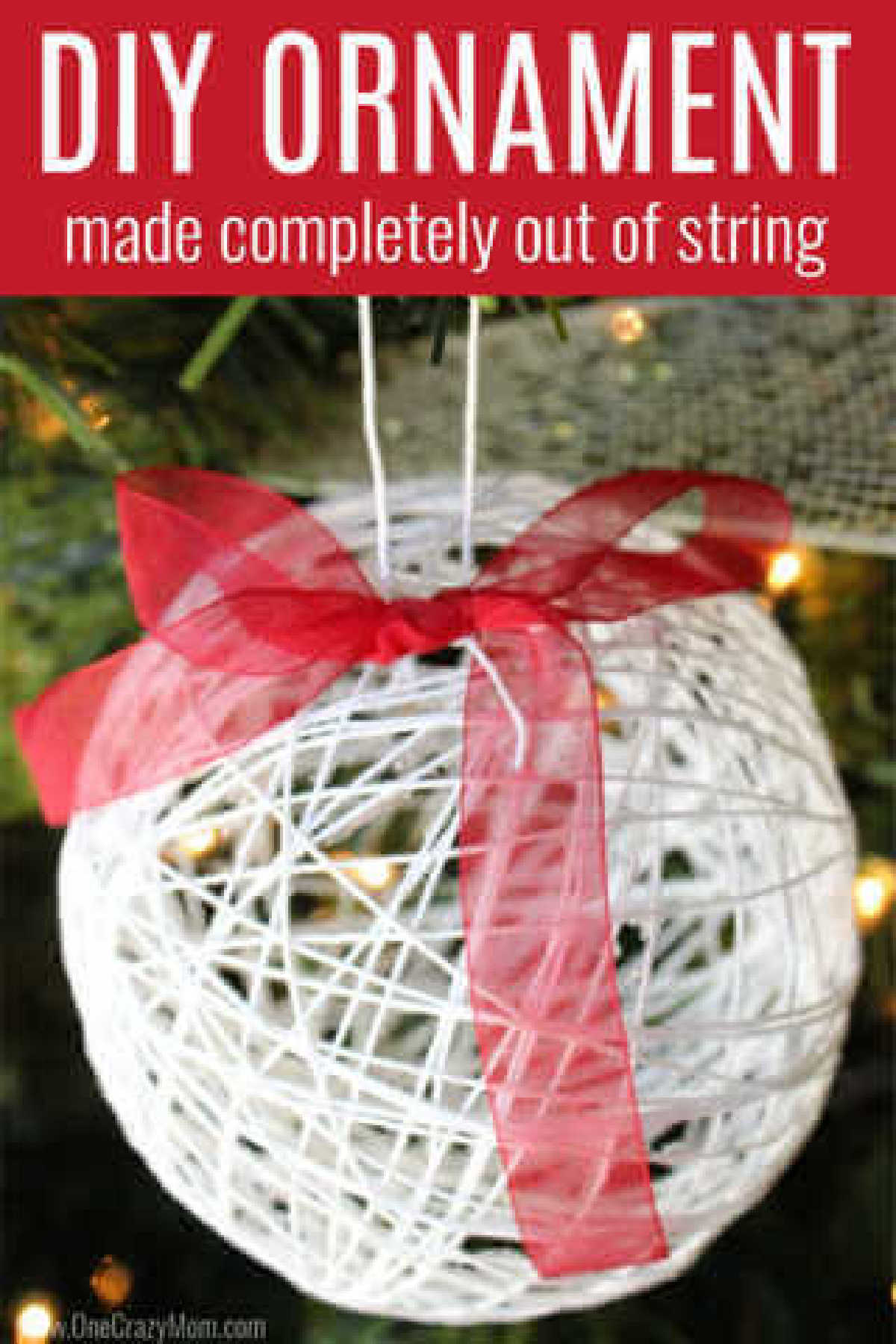 Learn how to make a string ornament for kids. It is so easy to make DIY Christmas Ornaments and budget friendly when all the supplies are from the Dollar Store! #onecrazymom #DIYornaments #christmasornaments