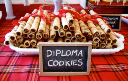 We have the best Graduation Party Ideas. You will find a big list of decor ideas, party food recipes, gifts and more to make your party a success. Diploma cookies rolled on a platter.