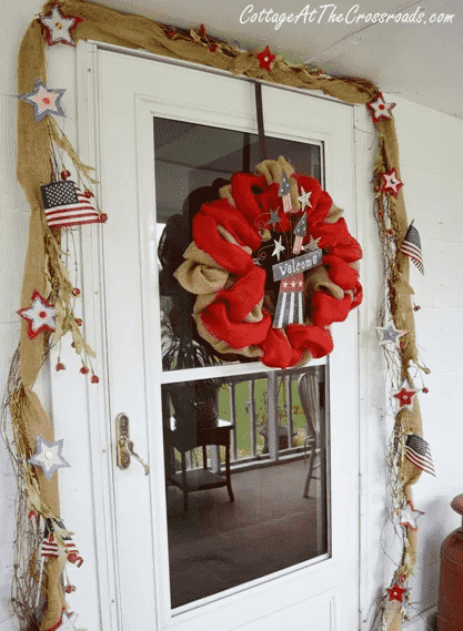 Festive wreath and door display.