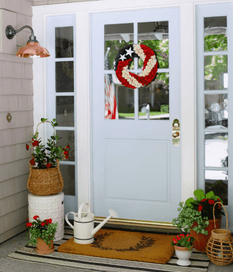 Festive porch decor.