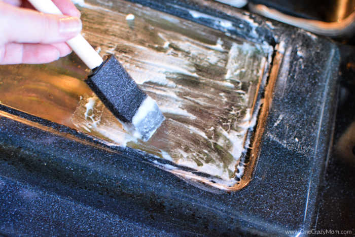 Paste spread on oven door.