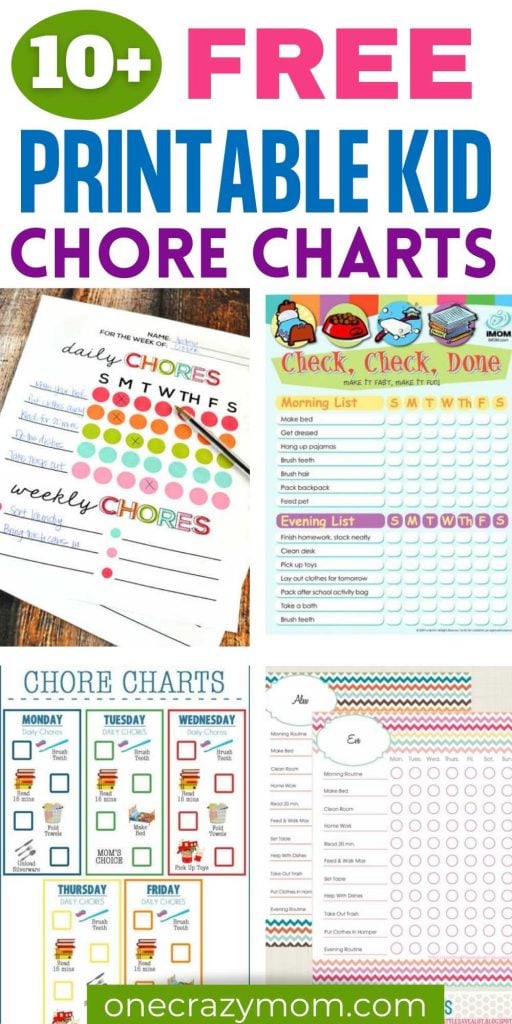 We have several Chore Charts for kids that you can choose from that will teach your kids responsibility. Motivate kids with these age appropriate chores. We have over 10 free printable Chore Charts for kids that you can choose from that will teach your kids responsibility. Motivate kids with these age appropriate chores. Check out over 10 chore charts for kids by age and ones that are great for multiple kids too. Everyone will love these free chore charts. #onecrazymom #chorecharts #printables #justformoms