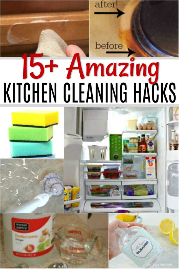 Get your kitchen clean in no time at all with these Kitchen Cleaning Hacks. Find over 15 kitchen cleaning tips to make life easier. Get your kitchen clean in no time at all with these Kitchen Cleaning Hacks. Find over 15 kitchen cleaning tips to make life easier.