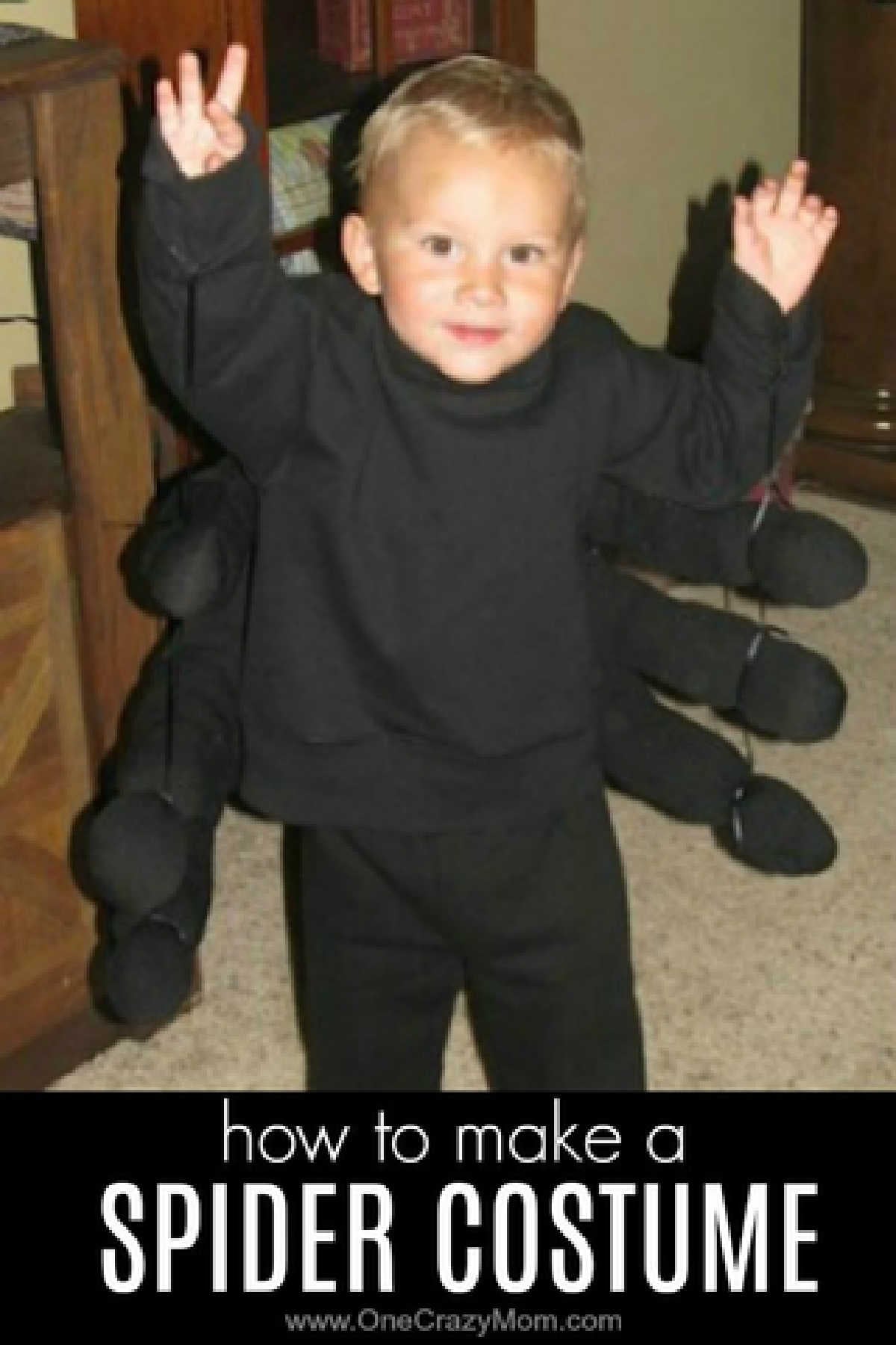 How to Make a Spider Costume in just a few minutes! This toddler spider costume is so easy. Make this DIY Spider Costume for only $8. The kids will love it.