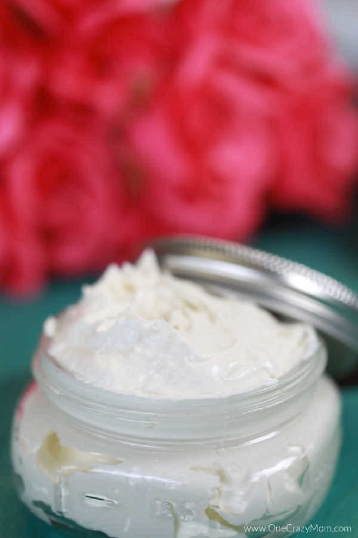 DIY BODY BUTTER is simple to make and for a fraction of the price of store bought. Make this body butter recipe with little effort and have softer skin. Body Butter in jar.