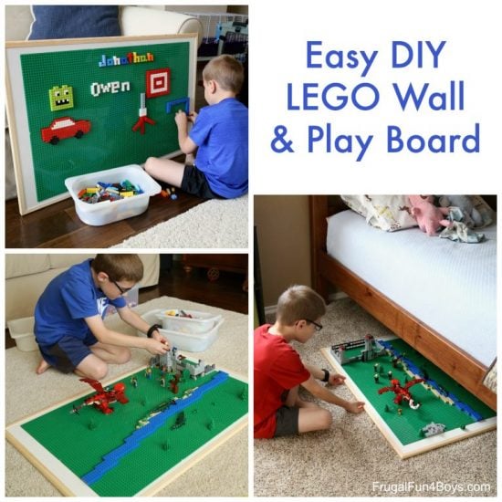 Are Lego's taking over your house? Try these clever 15+ Lego storage ideas to get everything in order and make Lego time even more fun. Lego wall and board with child.