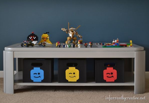 Are Lego's taking over your house? Try these clever 15+ Lego storage ideas to get everything in order and make Lego time even more fun. DIY Lego Table with bins.