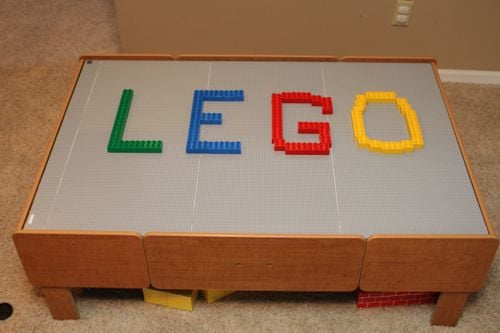Are Lego's taking over your house? Try these clever 15+ Lego storage ideas to get everything in order and make Lego time even more fun. Train table transformed into Lego table.