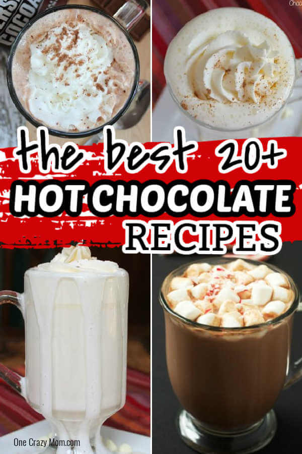 Try these easy hot chocolate recipes for an amazing treat everyone will love this Winter. 20 of the best hot cocoa recipes. You will love these homemade hot chocolate recipes that are made in the crock pot, some with cocoa powder. Learn how to make your own hot chocolate at home! #eatingonadime #hotchocolaterecipes #drinkrecipes #winterrecipes Try these easy hot chocolate recipes for an amazing treat everyone will love this Winter. 20 of the best hot cocoa recipes. You will love these homemade hot chocolate recipes that are made in the crock pot, some with cocoa powder. Learn how to make your own hot chocolate at home! #eatingonadime #hotchocolaterecipes #drinkrecipes #winterrecipes