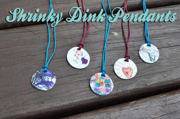Everyone will have a blast making these 25 Shrinky Dink ideas that are easy to make. Find ideas from key chains and necklaces to magnets and much more! Necklace made with shrinky dinks.