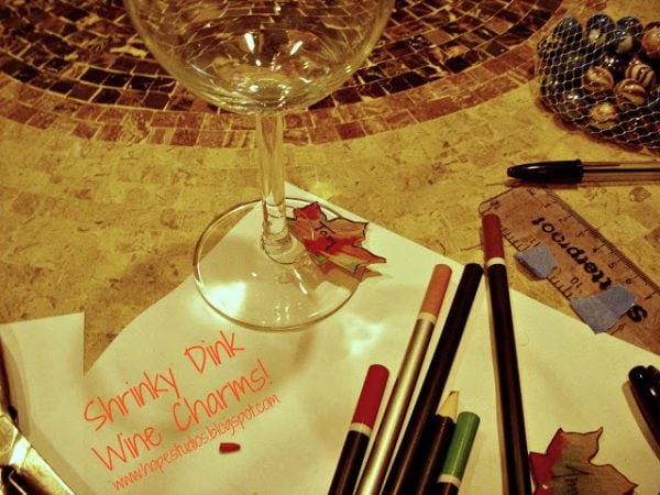 Everyone will have a blast making these 25 Shrinky Dink ideas that are easy to make. Find ideas from key chains and necklaces to magnets and much more! Wine glass with a shrink dink charm.
