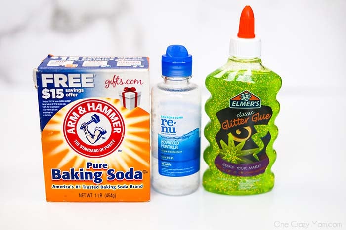 Elmer's glue slime is super easy and fun. We make it even easier and show you how to make it 3 different ways. Learn how to make slime with elmer's glue. Ingredients - baking soda, contact solution and glue.