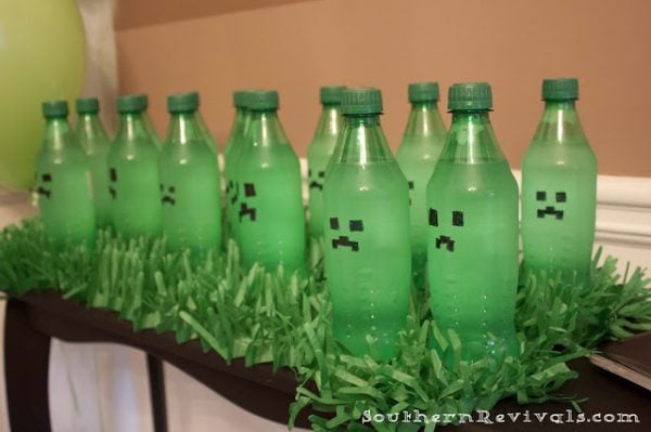 We have gathered the best Minecraft party ideas. From food and games to decor and more, find Minecraft birthday party ideas that are easy, frugal and fun! Creeper juice in bottles.