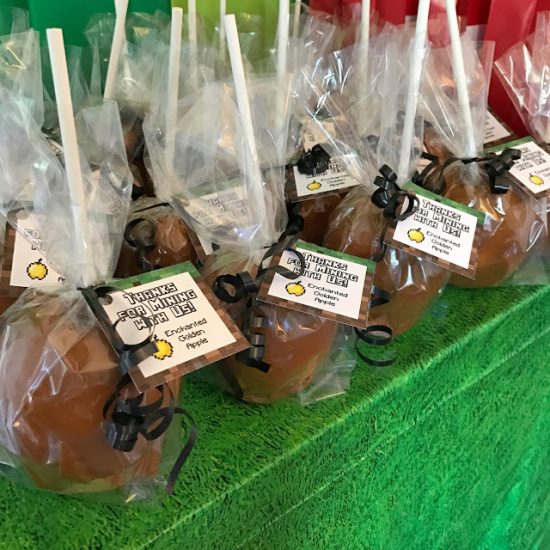 We have gathered the best Minecraft party ideas. From food and games to decor and more, find Minecraft birthday party ideas that are easy, frugal and fun! Enchanted Golden Apples wrapped for party.