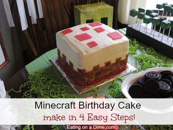 We have gathered the best Minecraft party ideas. From food and games to decor and more, find Minecraft birthday party ideas that are easy, frugal and fun! Minecraft birthday cake on a table.