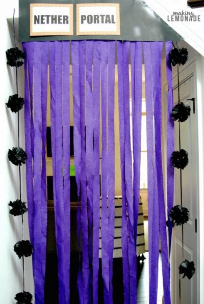 We have gathered the best Minecraft party ideas. From food and games to decor and more, find Minecraft birthday party ideas that are easy, frugal and fun! Nether portal with streamers.