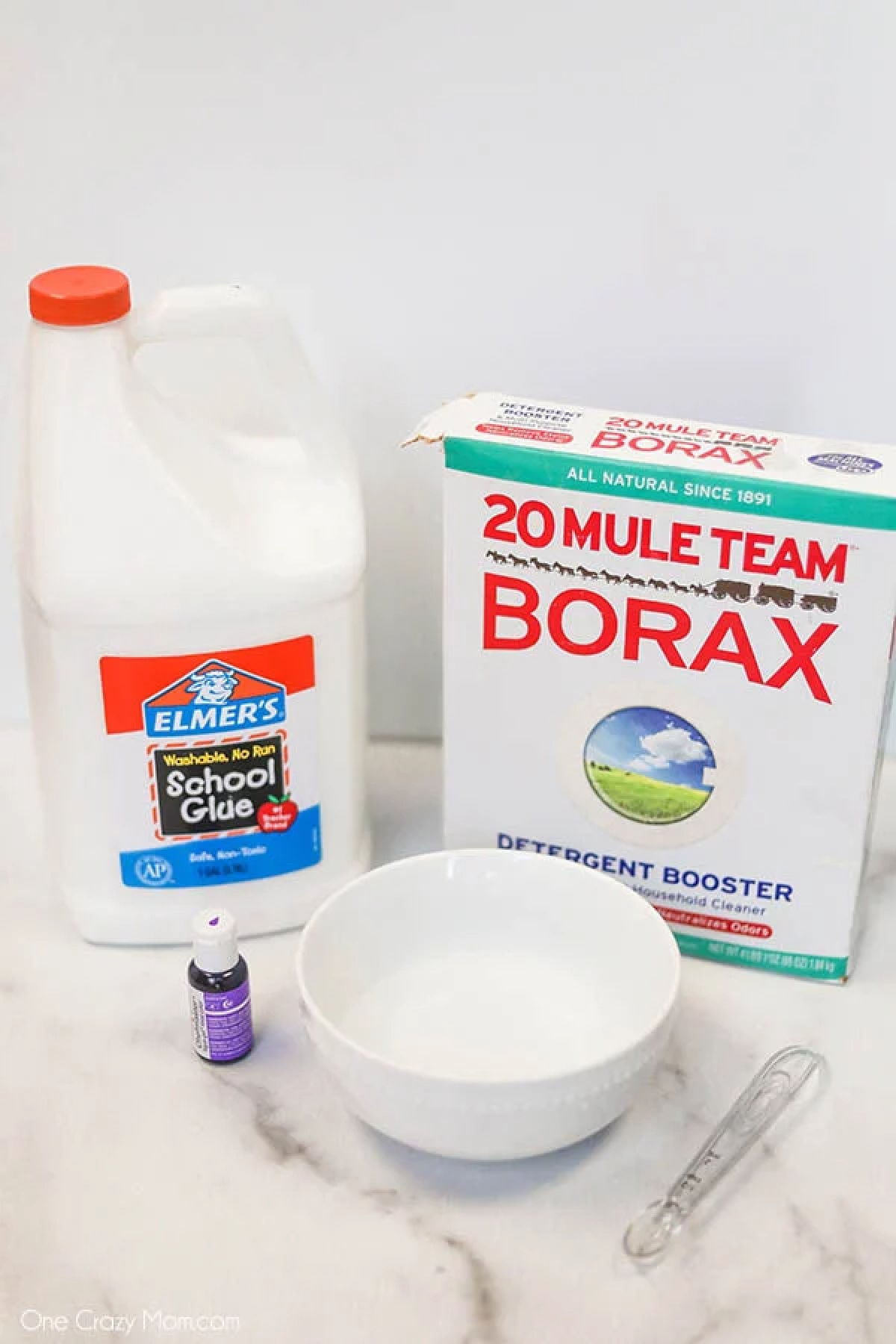 Borax Slime is a very simple DIY and great for beginners just learning to make slime. It only requires a few simple ingredients and is so easy and fun! Ingredients for slime with borax - white glue, borax, water, food coloring.