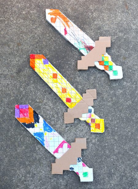 We have gathered the best Minecraft party ideas. From food and games to decor and more, find Minecraft birthday party ideas that are easy, frugal and fun! Minecraft Swords decorated for party.