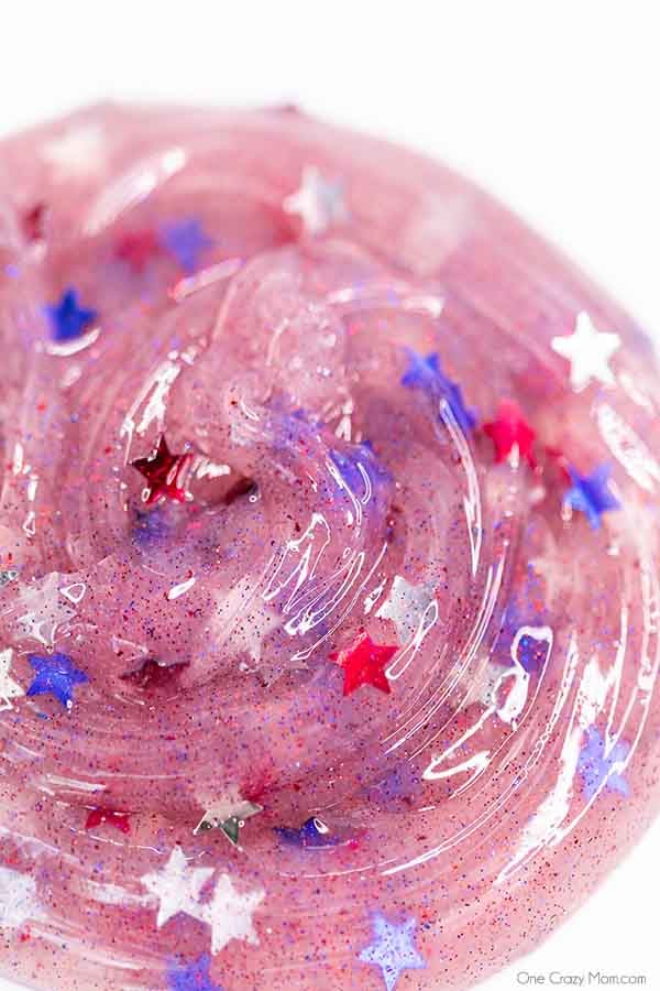 Our kids are crazy over slime and this 4th of July Slime diy is full of all things red, white and blue. Try this patriotic slime for a fun activity. Patriotic Slime ready to play with.