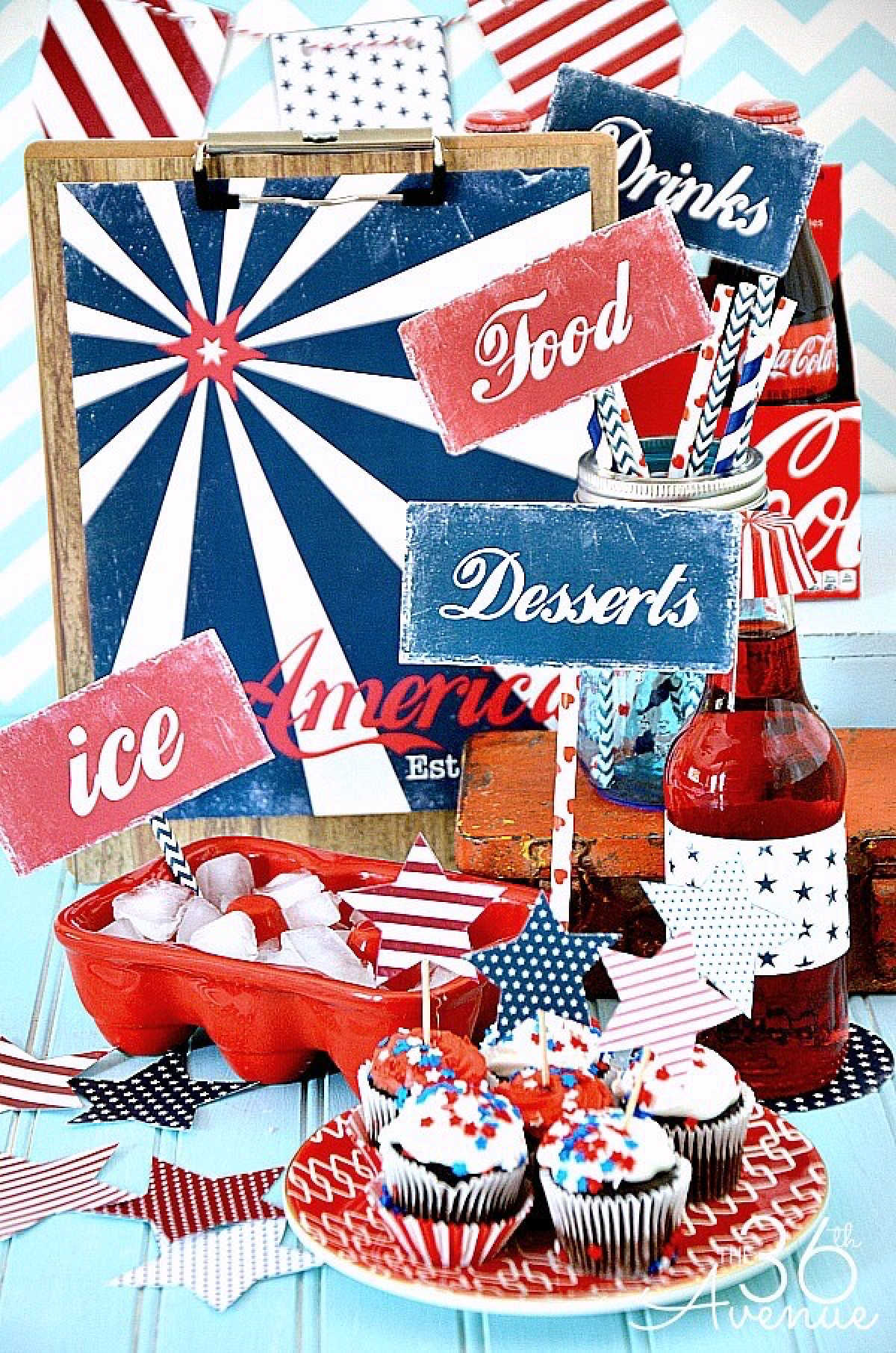 Use one of these free 4th of july printables to decorate your home for less. These patriotic 4th of July printables are easy to print for your home. Grab an inexpensive frame for fourth of july printables and you are set! July 4th printables and cupcakes.