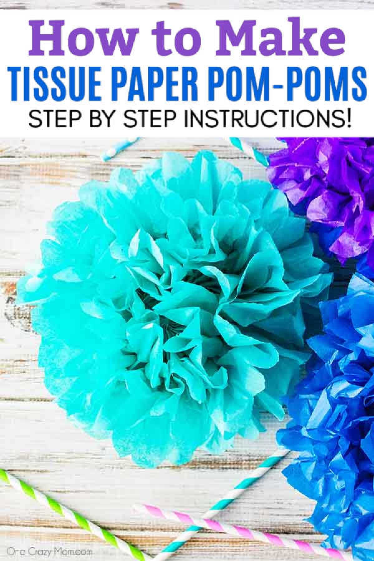 Tissue paper pom poms are so pretty for birthday parties, baby showers and more. Learn how to make these easily with dollar store supplies. Tissue paper pom poms are so pretty for birthday parties, baby showers and more. Learn how to make these easily with dollar store supplies.